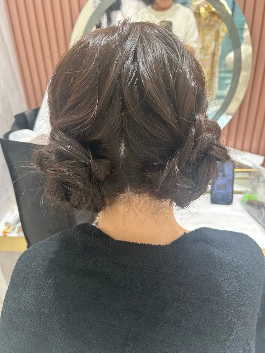 セミロング お団子ヘア ヘアセット Delight ヘアメイク着付けのヘアスタイル