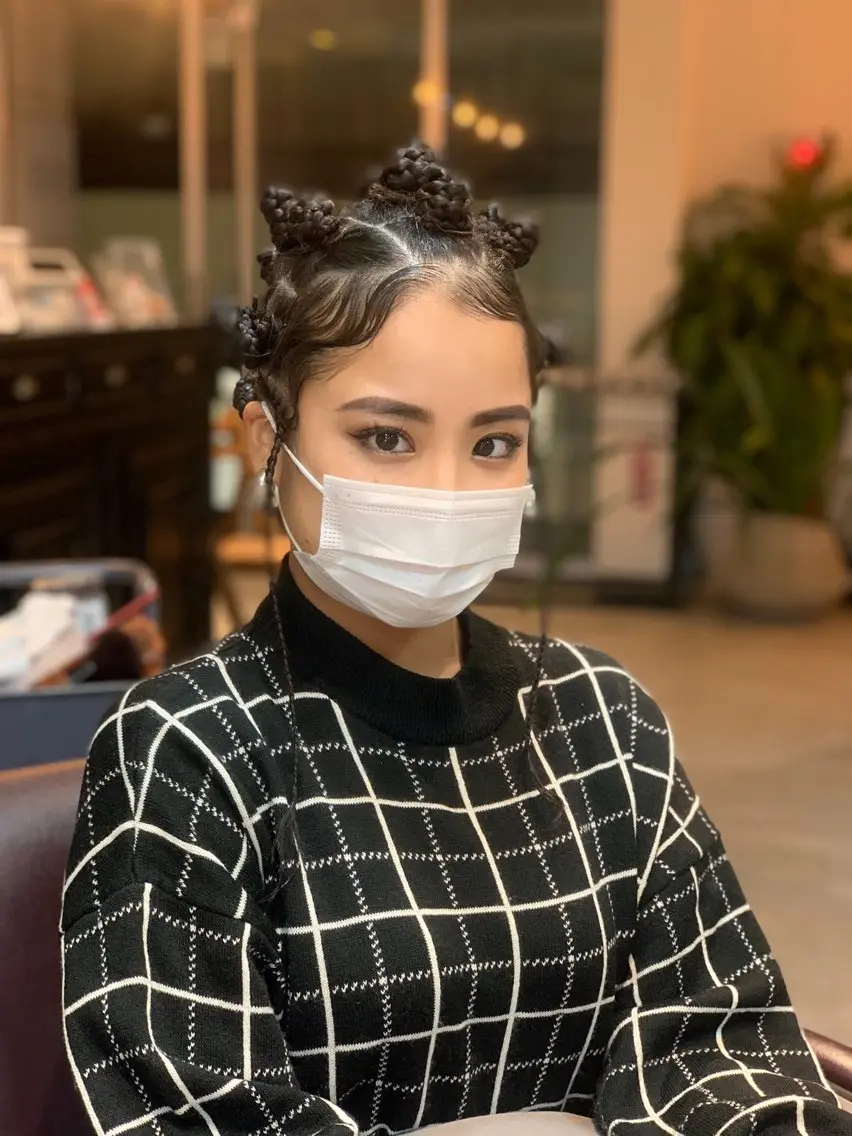 ロング ヘアアレンジ メンズ キッズ エクステ ヘアセット BRAIDS💎愛子 大人ハイライト💎のヘアスタイル