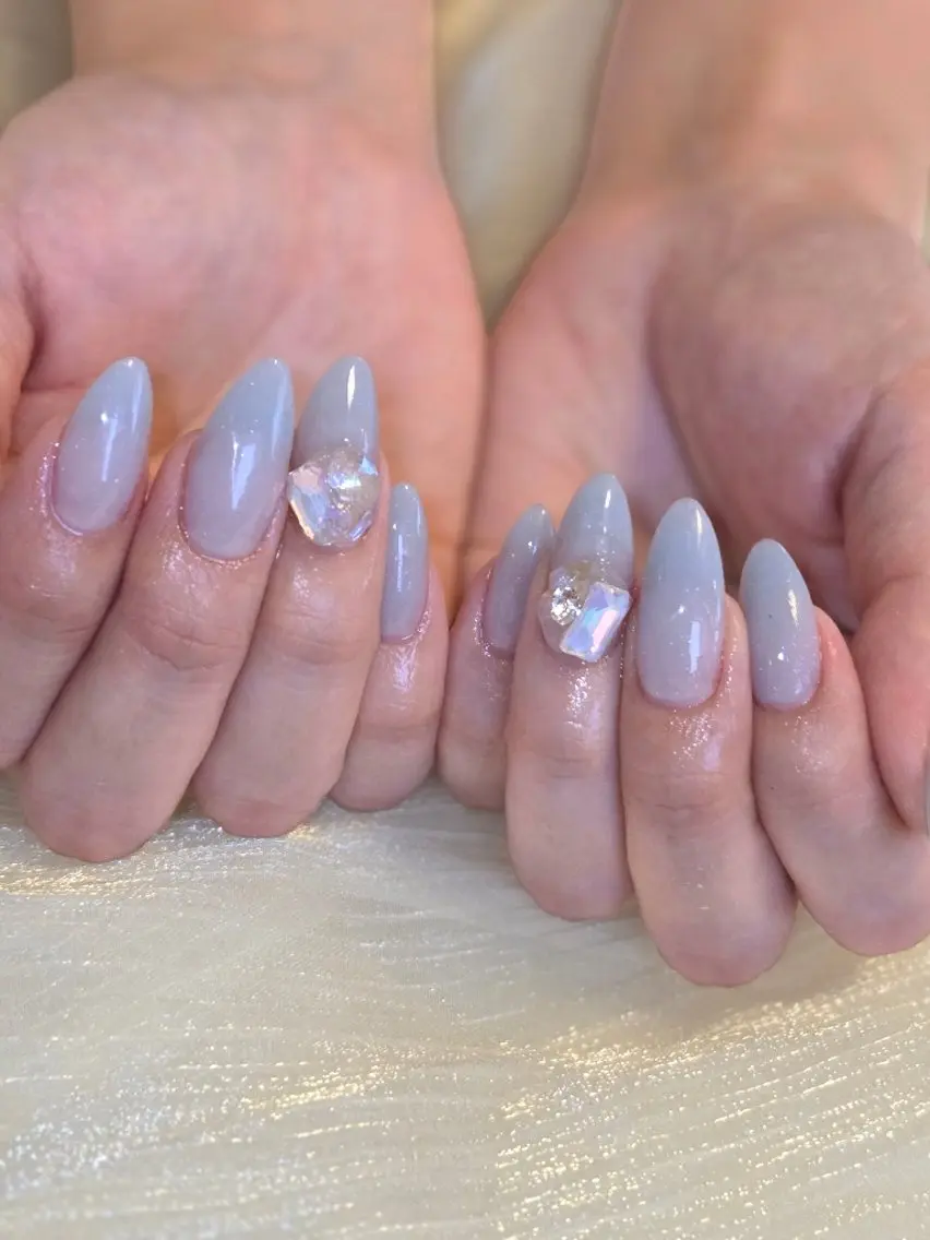 ネイル ブルー ワンカラーネイル ハンドネイル Lady Nail Kiyokaのネイルデザイン