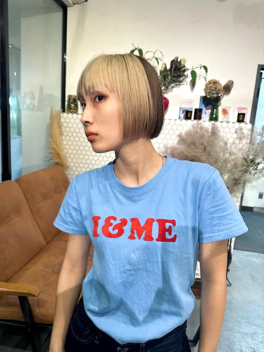 ショート カラー デザインカラー 市川 蘭のヘアスタイル