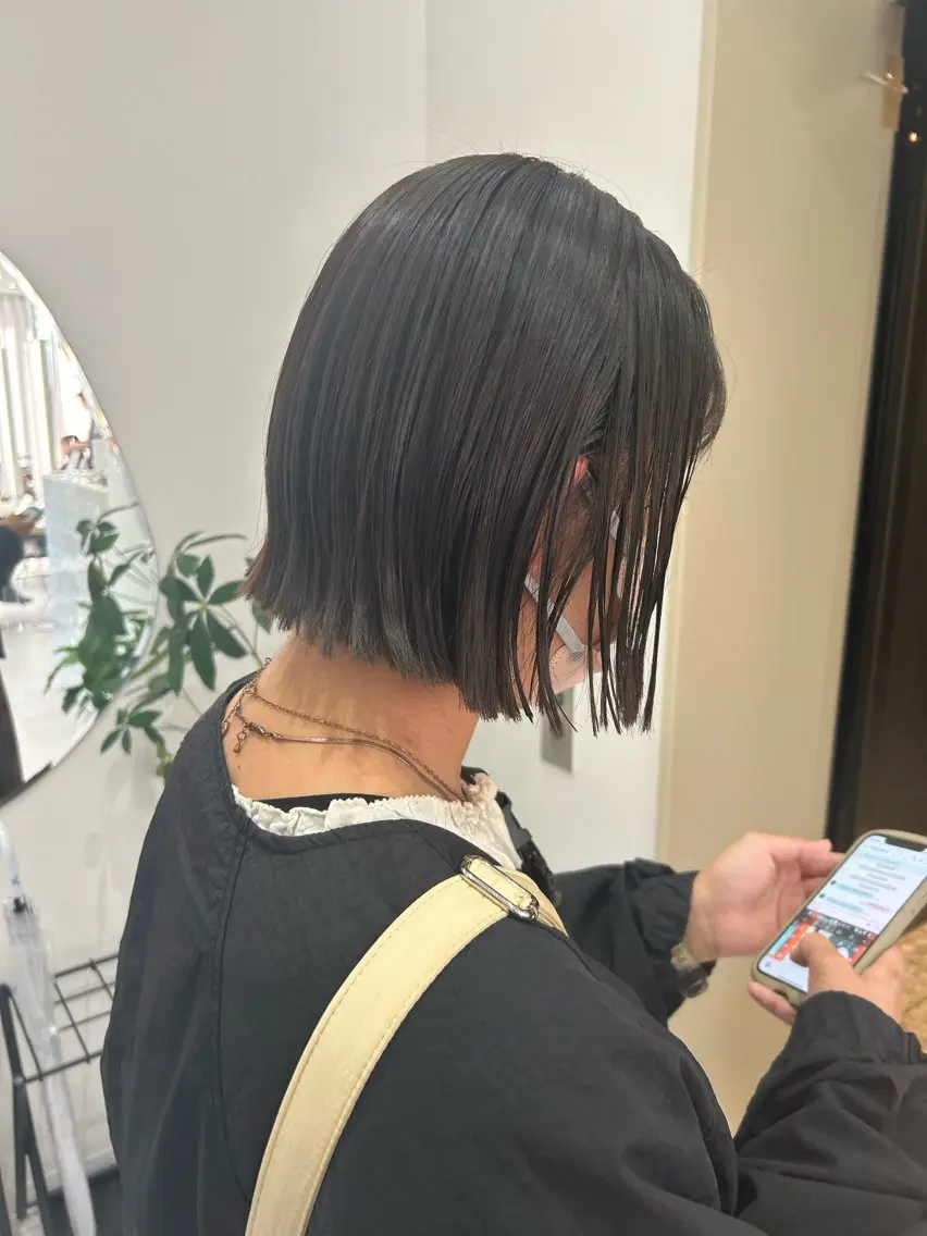 ショート ボブ 髪質改善 似合わせカット おくれ毛 外ハネヘア ベージュ/ヘアセット 透明感/♡来村　瑚春のヘアスタイル