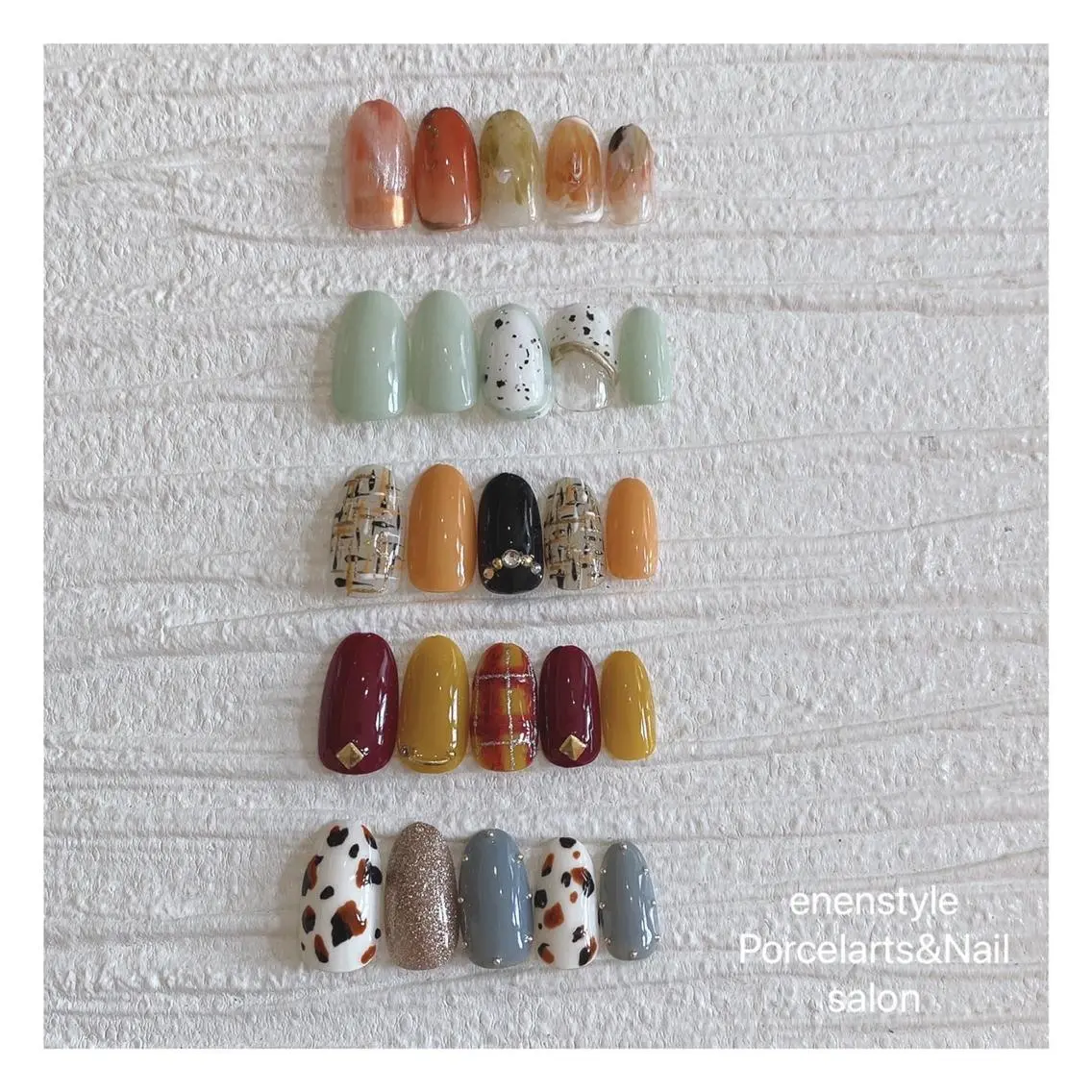 ミディアム ネイル 🐾enen style 🐾のネイルデザイン