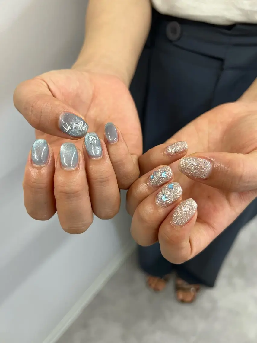 ネイル フラッシュネイル ジェルネイル マグネットネイル ニュアンスネイル パラジェル Bana_ Nailのネイルデザイン