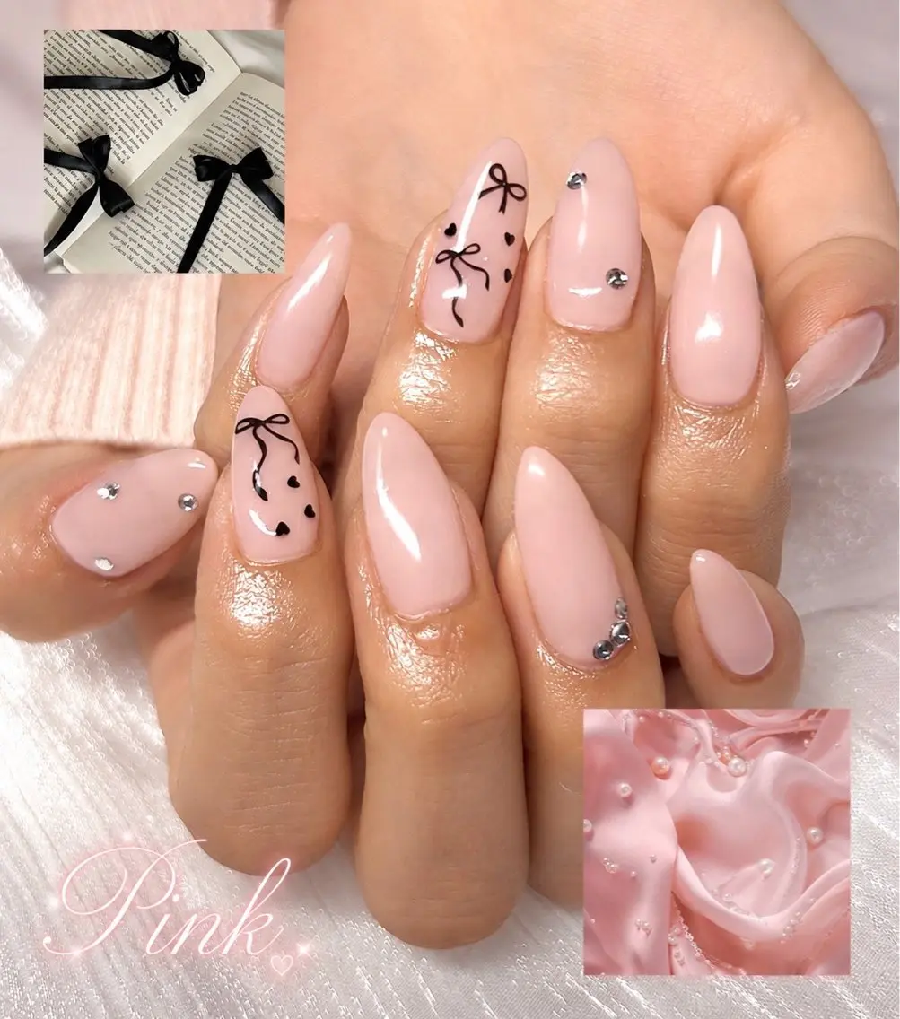 ネイル アートネイル ジェルネイル ガーリー ハート 韓国ネイル ハンドネイル Spade(大名) akaneのネイルデザイン