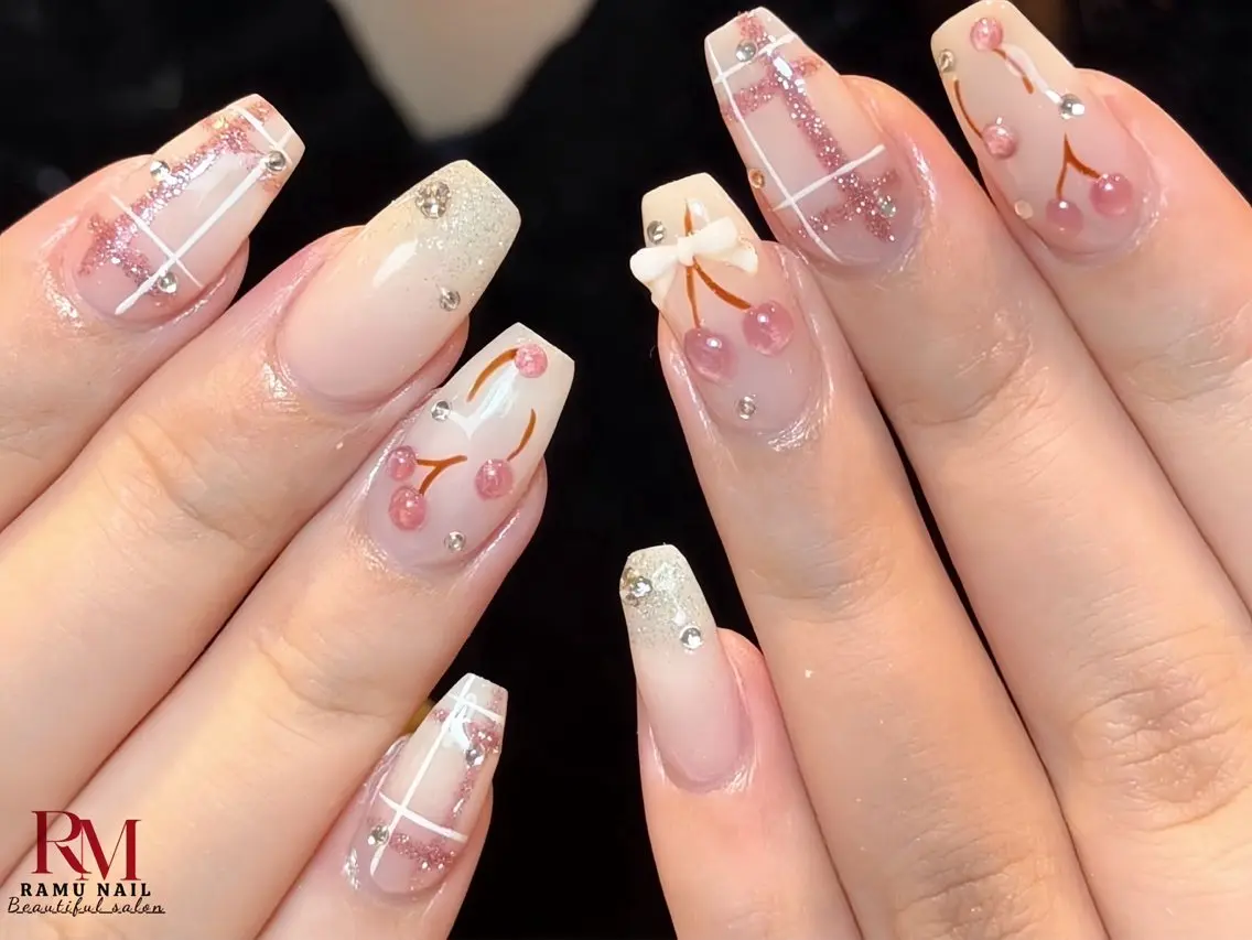 ネイル キラキラネイル マグネットネイル ミラーネイル ピンク 夏ネイル ハンドネイル RAMU Nail 恵比寿店のネイルデザイン