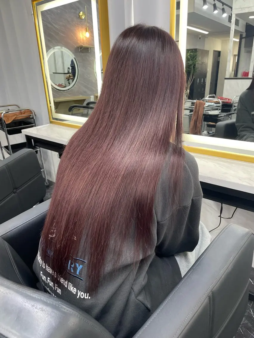 ロング カラー レッドカラー カット ヘアカラー トリートメント エクステ マリカ🦋韓国 ハイトーン/エクステのヘアスタイル