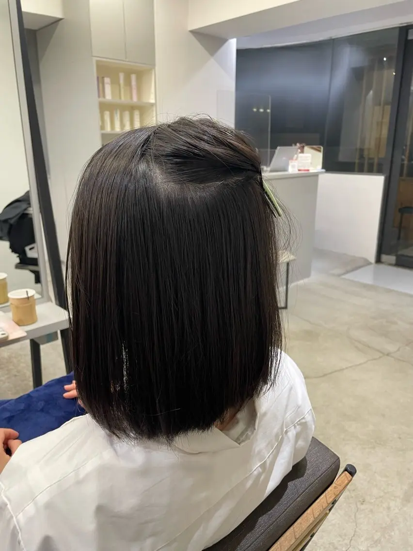 ミディアム 縮毛矯正 絶対綺麗な暖色カラー 🎯あります✨増渕✨のヘアスタイル