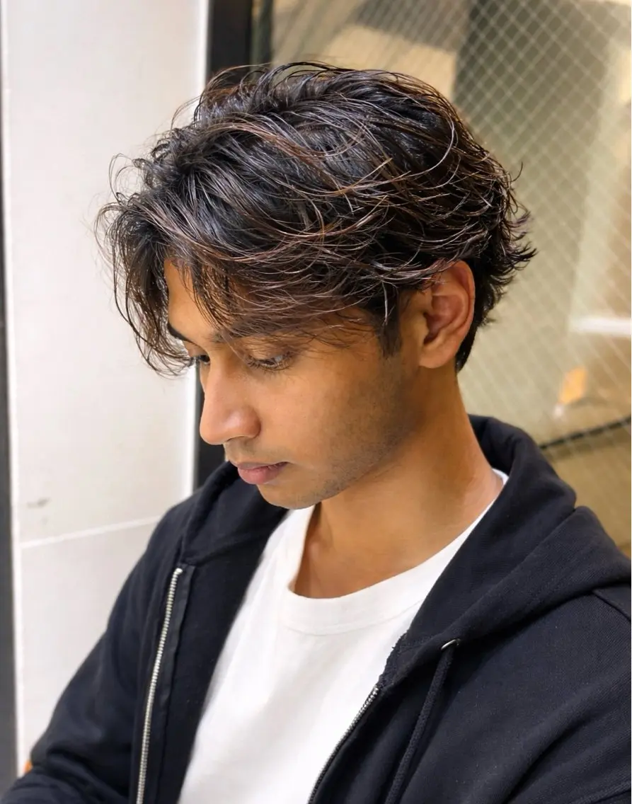 ミディアム パーマ メンズ カット パーマ トリートメント 🇺🇸サーフカール 🇺🇸ケンシロウのヘアスタイル