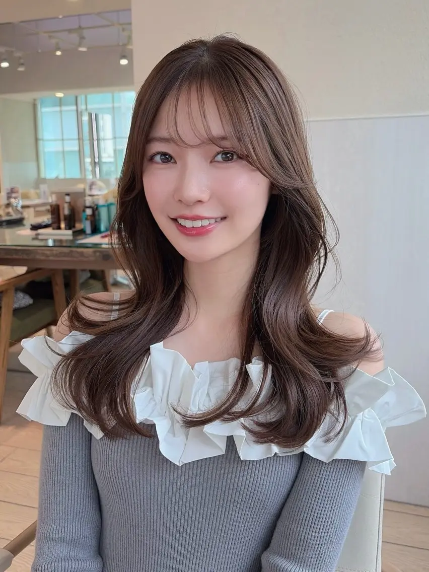ロング カラー くびれヘア カット ヘアカラー トリートメント RIHO/愛されモテ /透明感カラーのヘアスタイル