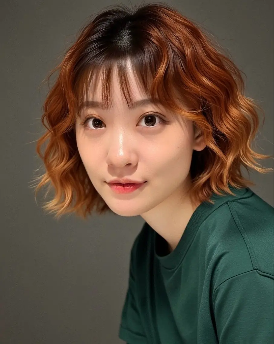 ミディアム カラー オレンジ ヘアカラー トリートメント uhiyama shotarouのヘアスタイル