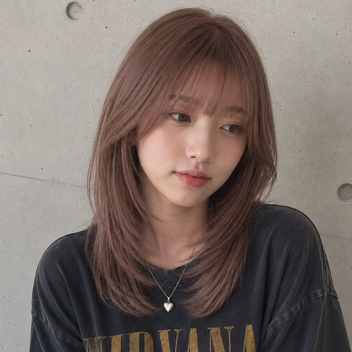 ミディアム カラー カット ヘアカラー トリートメント 盛れる顔まわりカット 髪質改善/渋谷/れんのヘアスタイル