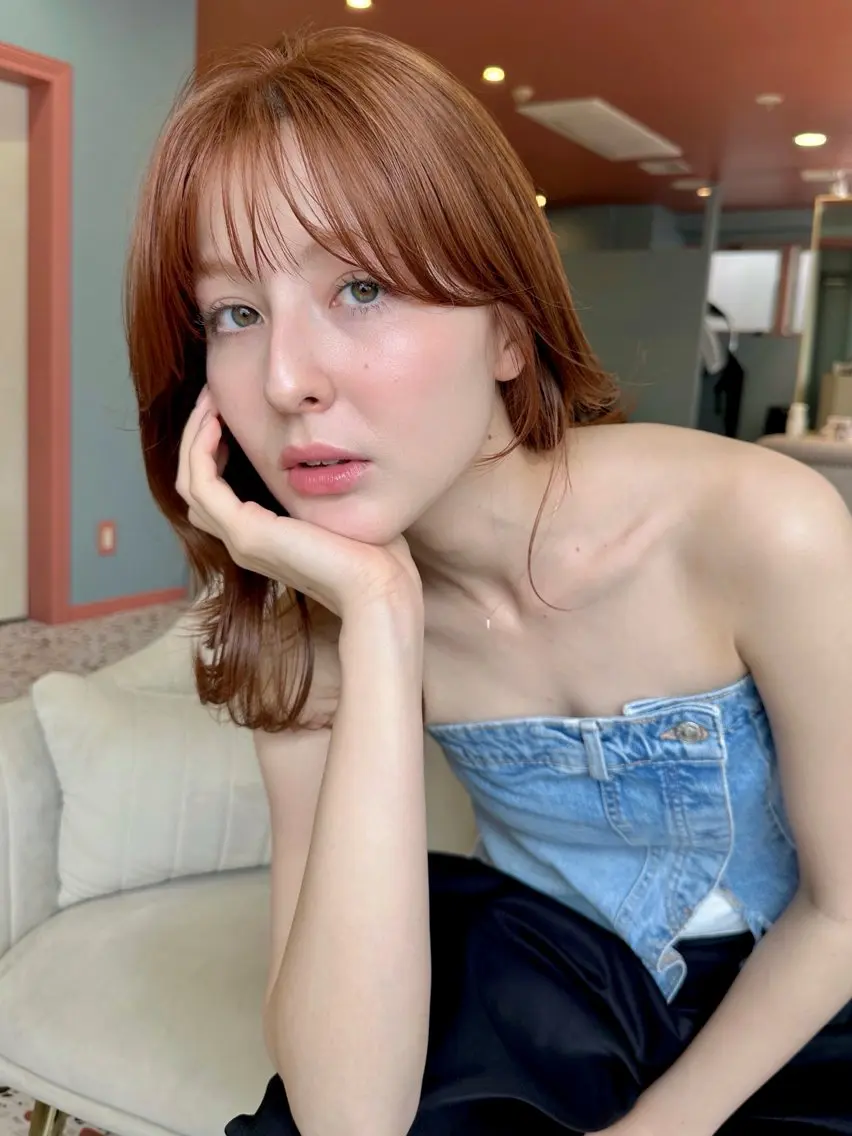 ミディアム オレンジブラウン カット ヘアカラー トリートメント トレンドヘア🌿 chinariのヘアスタイル