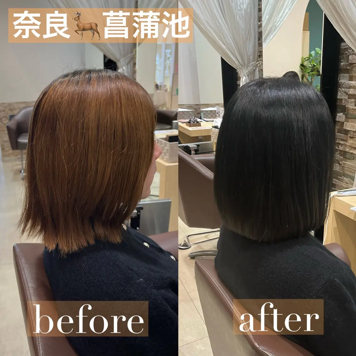 ミディアム カラー 黒髪 ブルーカラー ブルーブラック 加野 舞のヘアスタイル