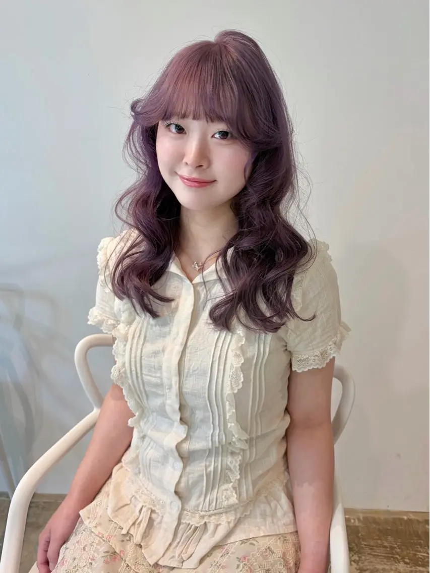 ミディアム ヘアカラー レイヤーカット ゆほこのヘアスタイル