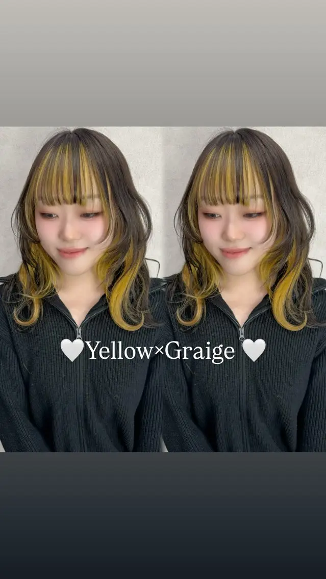 ミディアム カラー ブリーチ グレージュ イエローカラー Rin♡透明感ピンク 🎀白肌ラベンダーのヘアスタイル