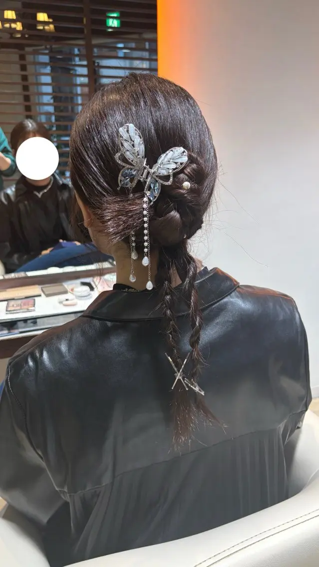 セミロング ヘアアレンジ 三つ編み ヘアセット mayu/藤沢美容師 アシスタントのヘアスタイル
