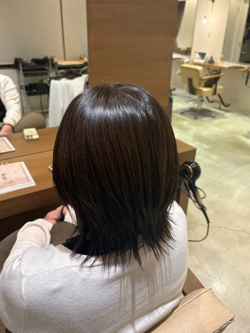 ミディアム ヘアカラー 藤本 梨那のヘアスタイル