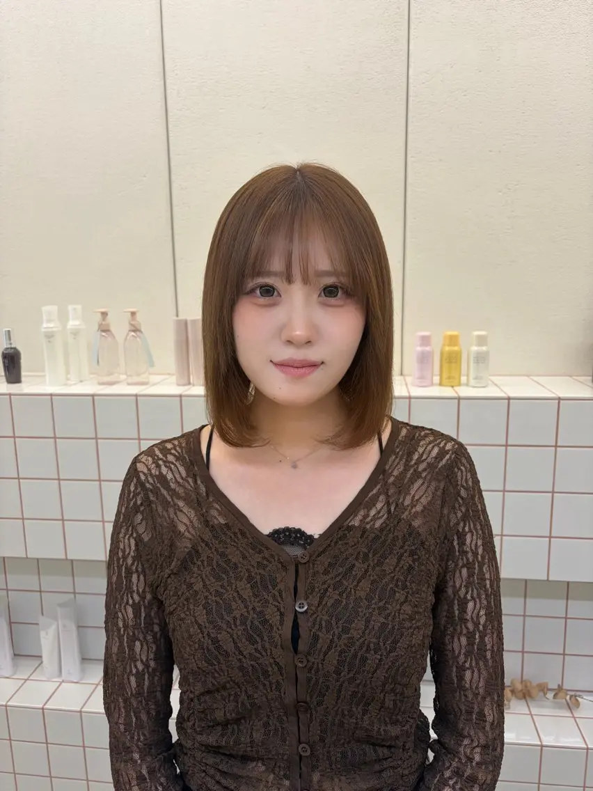 ミディアム カラー ヘアカラー トリートメント 🌼花屋併設🌼 木下奈々望のヘアスタイル