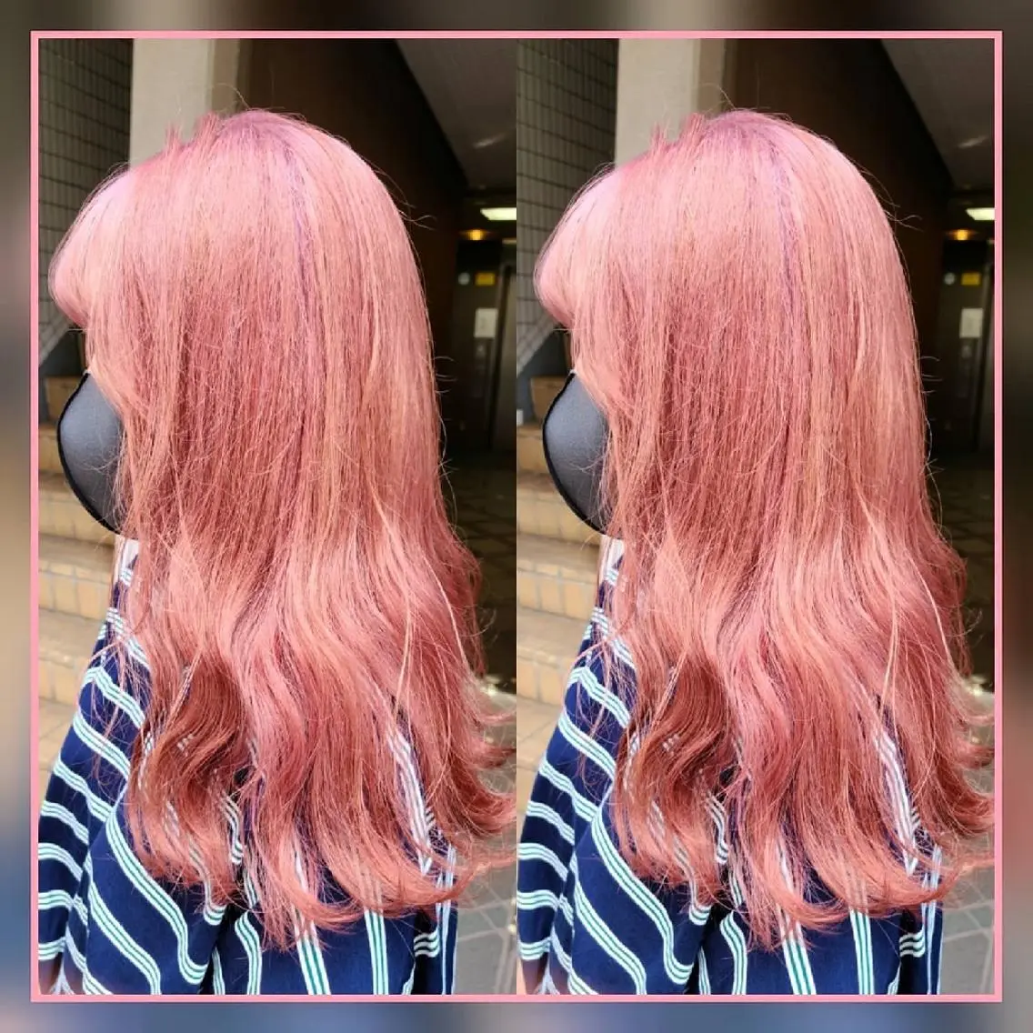 ロング カラー ブリーチ 透明感カラー オレンジ ピンクカラー 田中 孝征のヘアスタイル