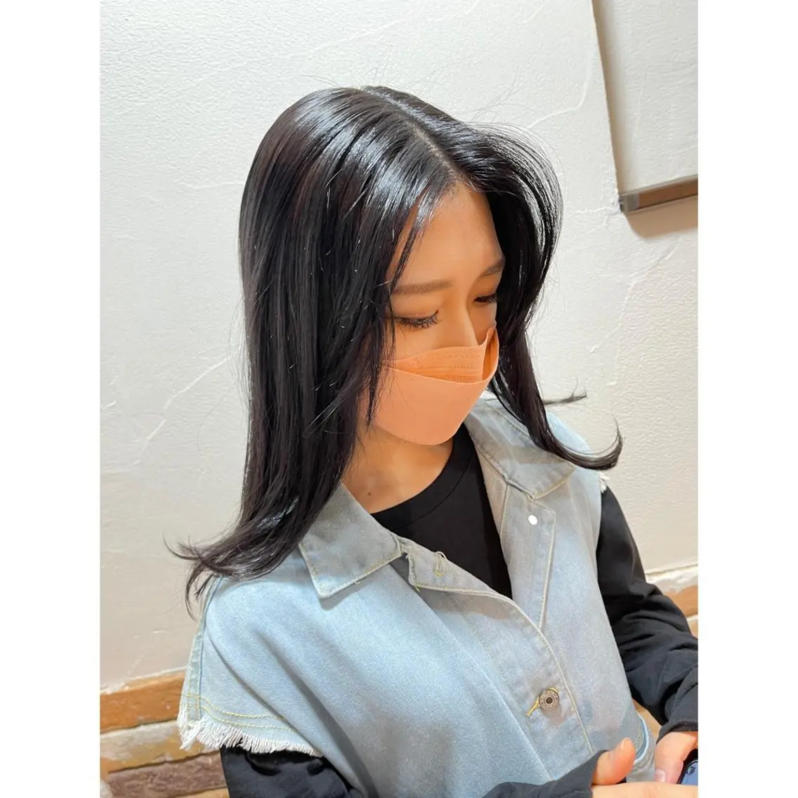 ロング カラー ヘアアレンジ 黒髪 ブルーカラー ブルーブラック 🦋エクステ/透明感 カラー🦋宮川莉央のヘアスタイル