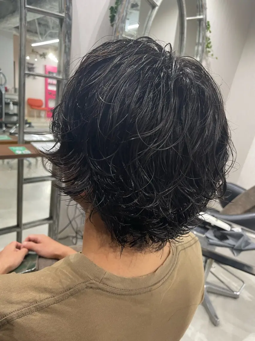 ミディアム パーマ メンズ特化 井手伸哉のヘアスタイル