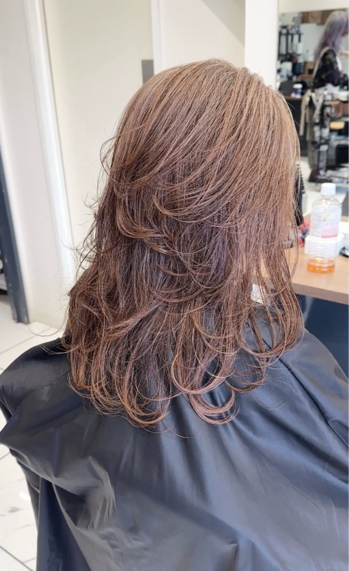 セミロング カラー レイヤーカット レイヤーカット 白髪ぼかし/KURAのヘアスタイル