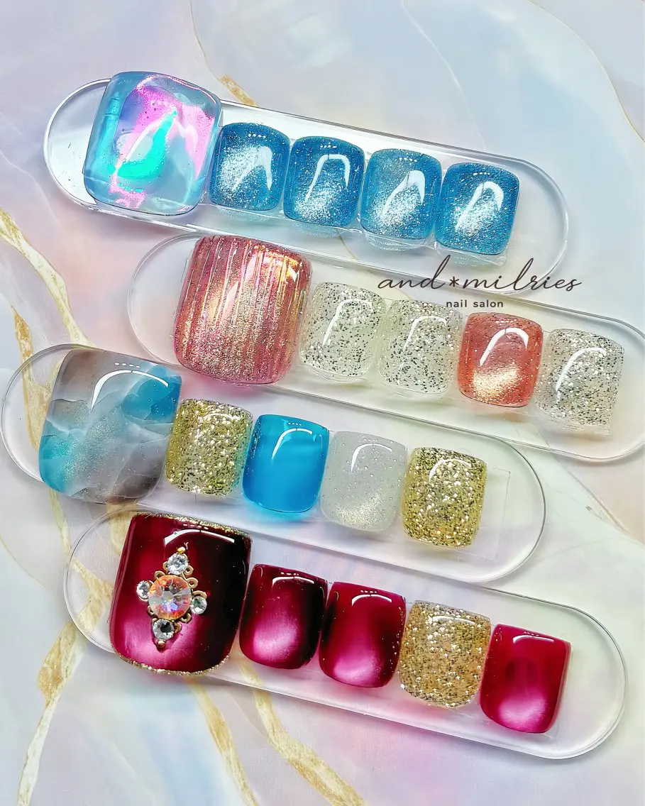 ネイル アートネイル 長さ出し フットネイル ロングネイル フットネイル and* milriesのネイルデザイン