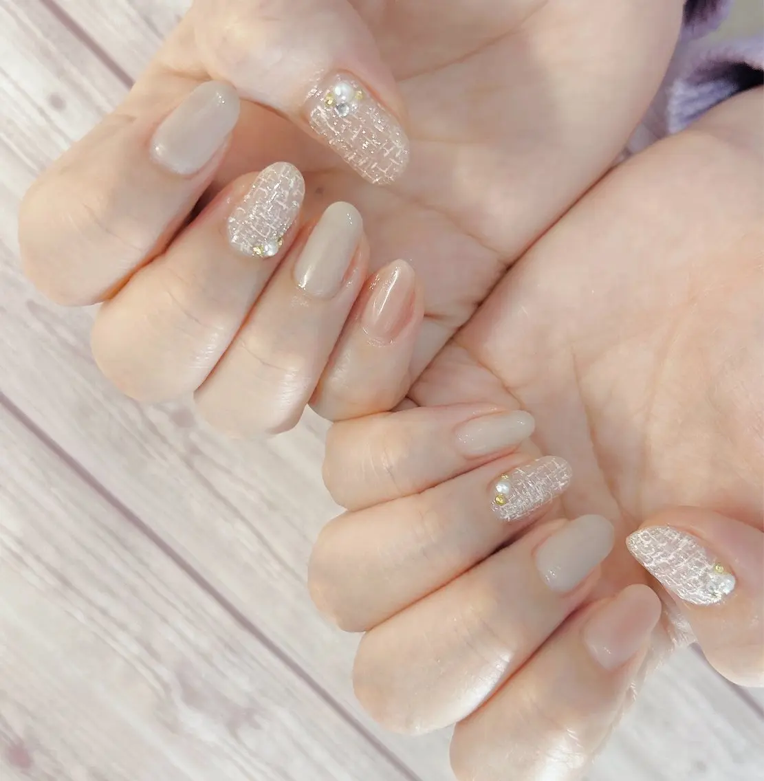 ネイル ツイードネイル ハンドネイル MYu Beauty Salon YURIのネイルデザイン