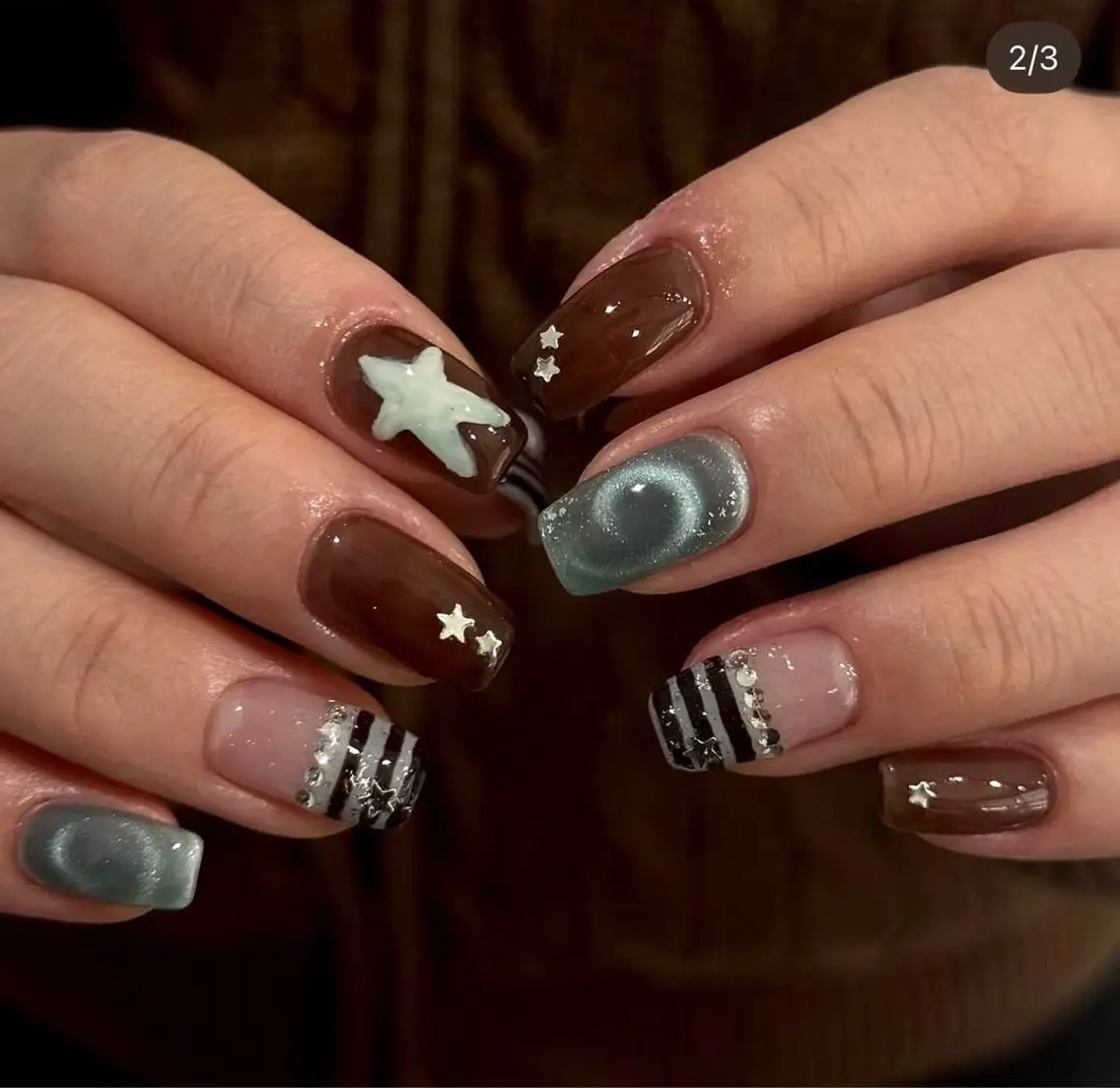 ネイル フレンチネイル グラデーション 韓国ネイル ラメ(グリッター) マグネットネイル ハンドネイル Lumi de nailsのネイルデザイン