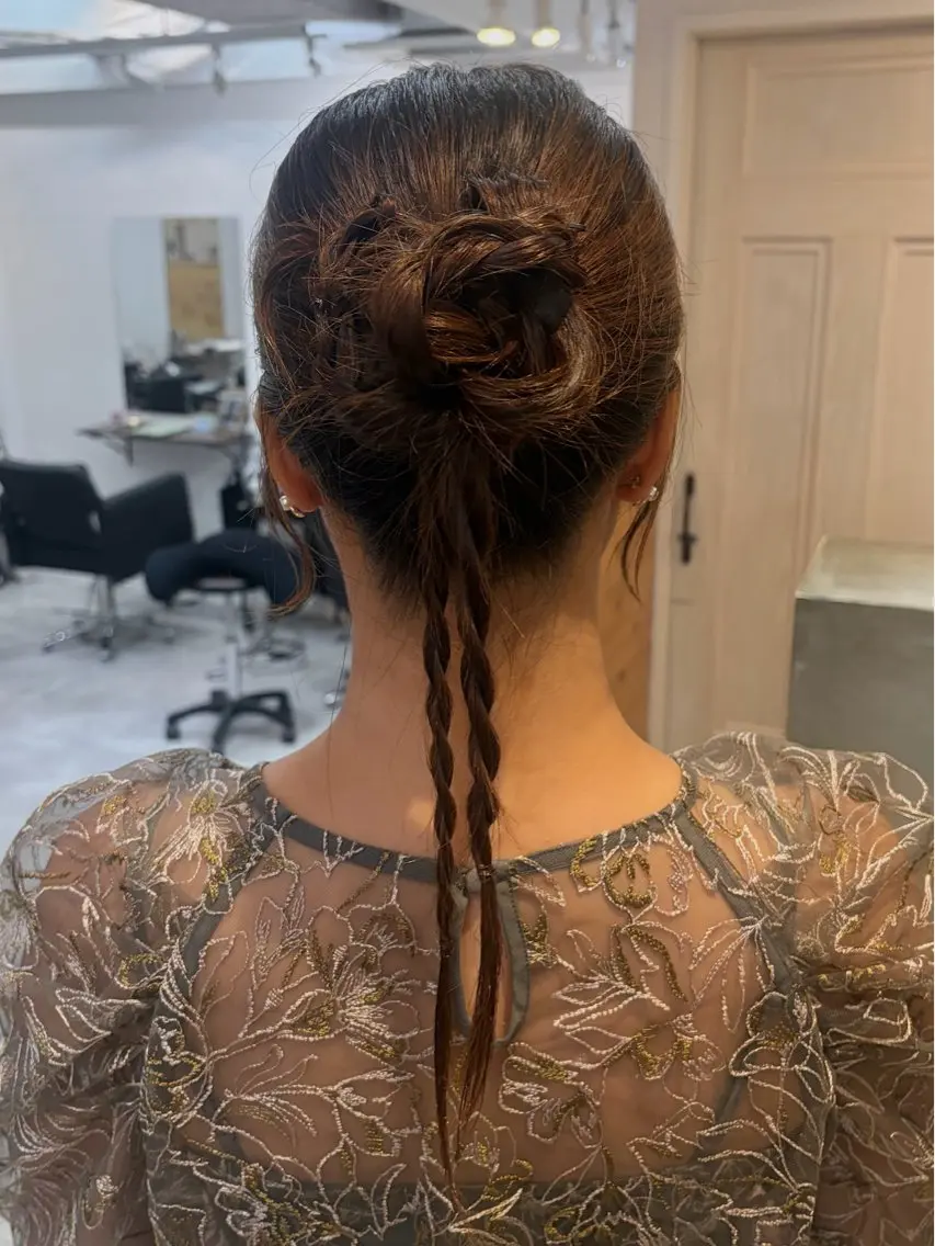 ミディアム ヘアアレンジ 結婚式・ブライダル ヘアセット cana 札幌レイヤースタイルのヘアスタイル
