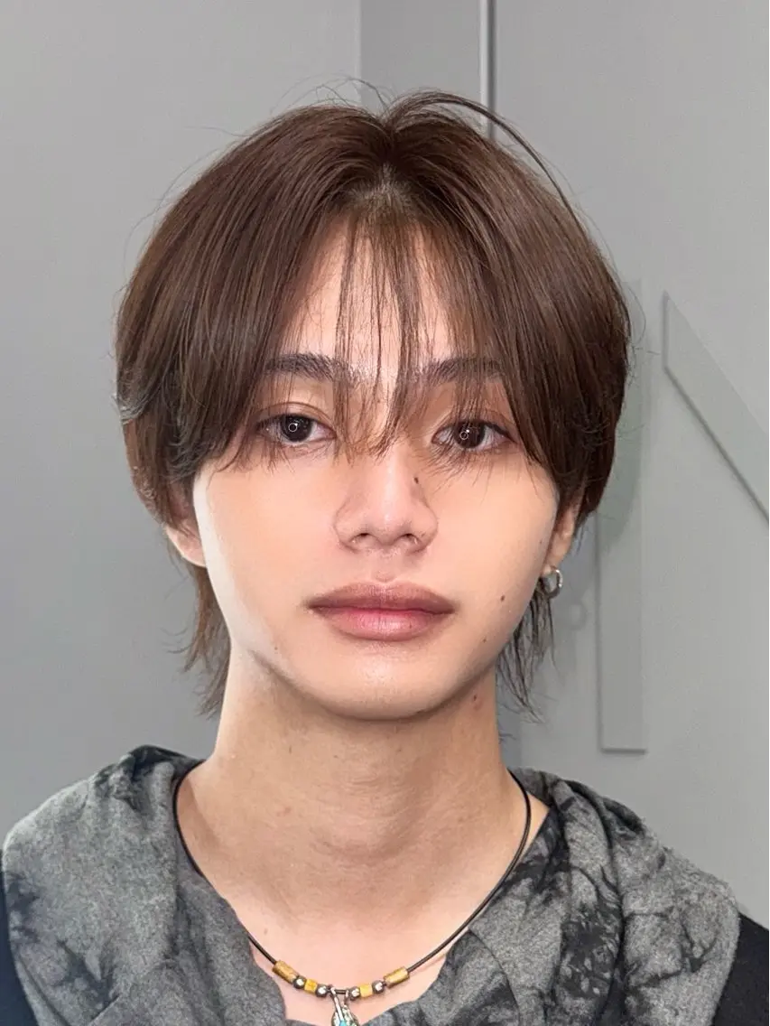 カラー メンズ センターパート ダウンパーマ カルマパーマ メンズ韓国風 マッシュ カット ヘアカラー トリートメント Ayuki /福岡/メンズカットのヘアスタイル