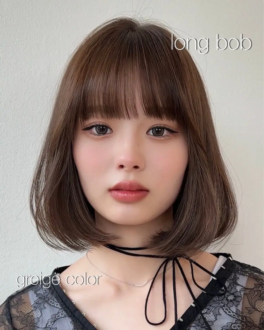 セミロング カット ヘアカラー トリートメント けいし🐬ボブ 美髪縮毛矯正のヘアスタイル