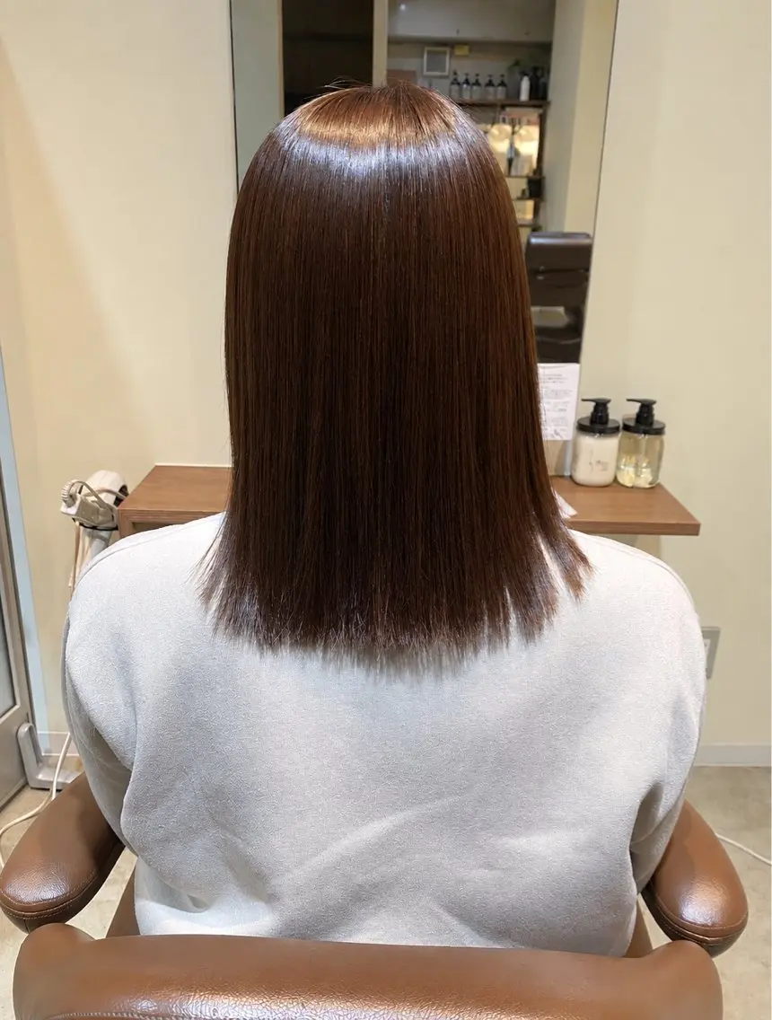 ミディアム 縮毛矯正 トリートメント カット 岡本 一太のヘアスタイル