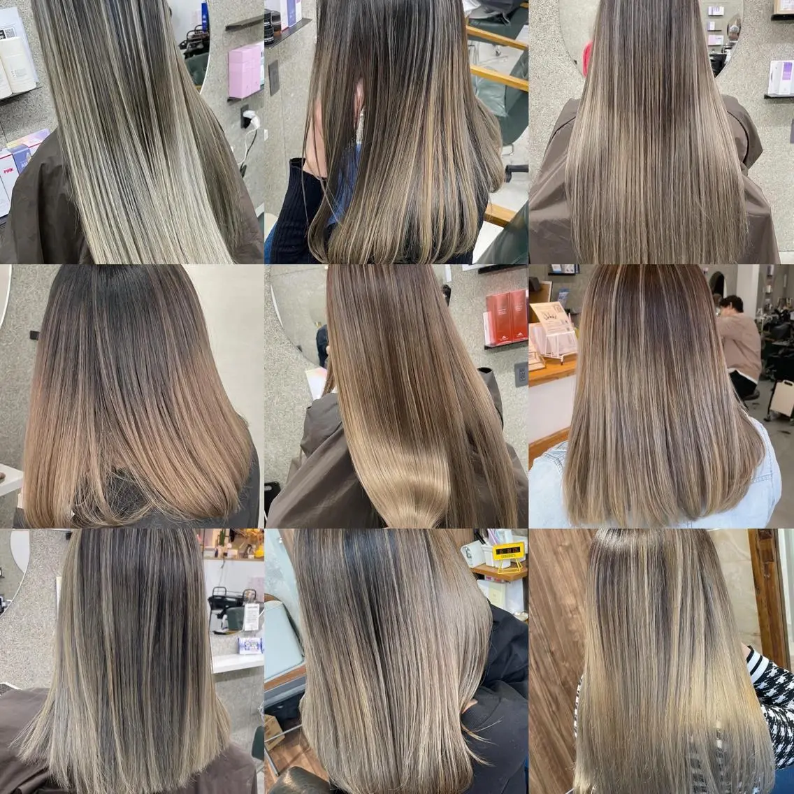 セミロング カラー ヘアカラー トリートメント Lull1人美容室 バレイヤージュのヘアスタイル