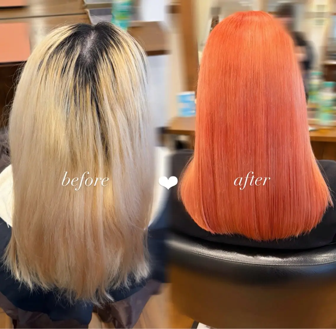 ミディアム カラー ブリーチ オレンジ カット ヘアカラー トリートメント カラー/美髪縮毛矯正 💞/mao⟡のヘアスタイル