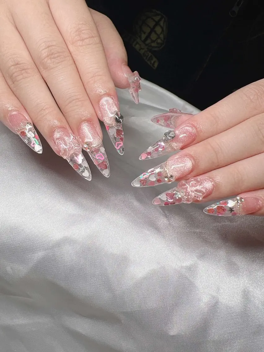 ネイル オーロラネイル チークネイル 長さ出し フットネイル フレンチネイル ハンドネイル Lee Nails チップ長さだし専門店のネイルデザイン