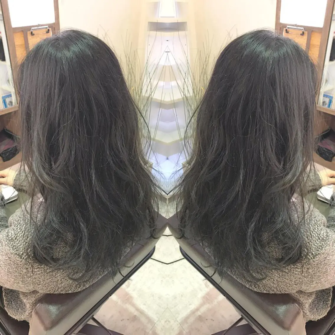 セミロング ロング カラー バレイヤージュ グレージュ レイヤーカット 青木 茂樹⭐️ 透明感カラーのヘアスタイル