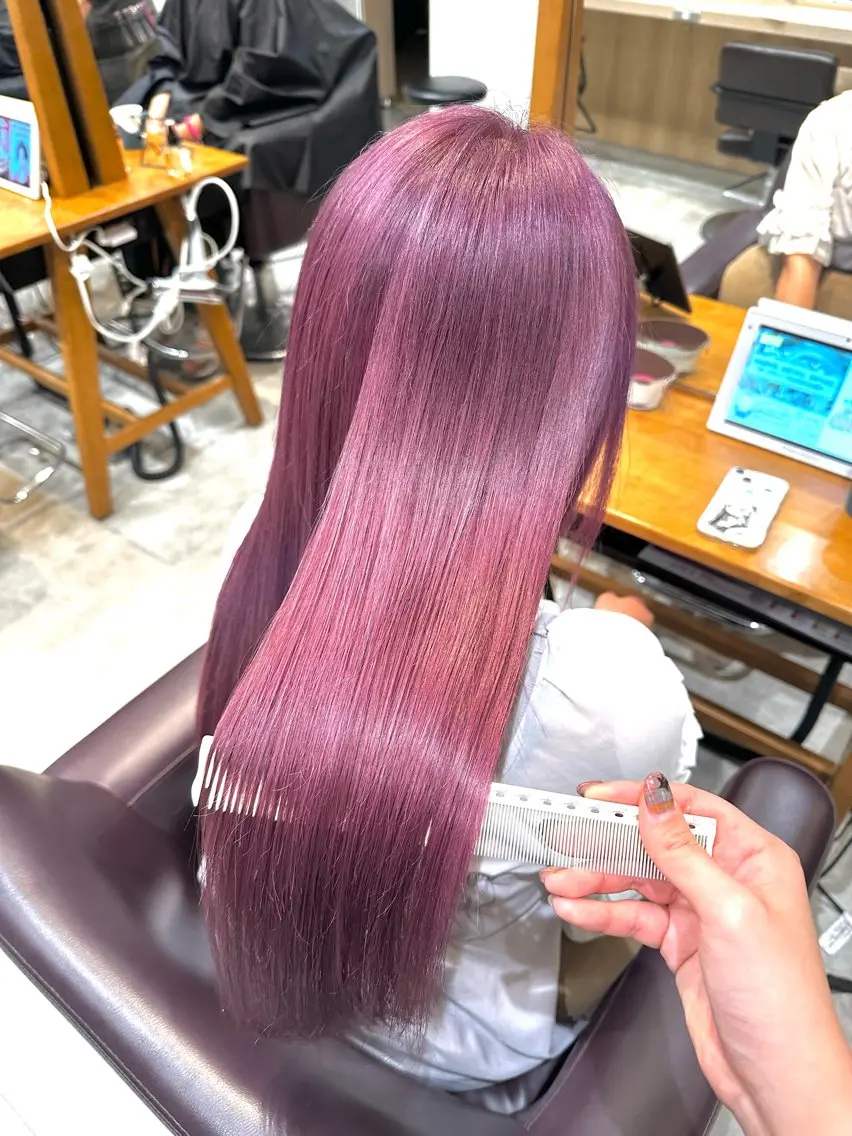 セミロング カラー ベージュカラー ブリーチ ケアブリーチ ダブルカラー ハイトーンカラー シールエクステ/ ブリーチカラーのヘアスタイル
