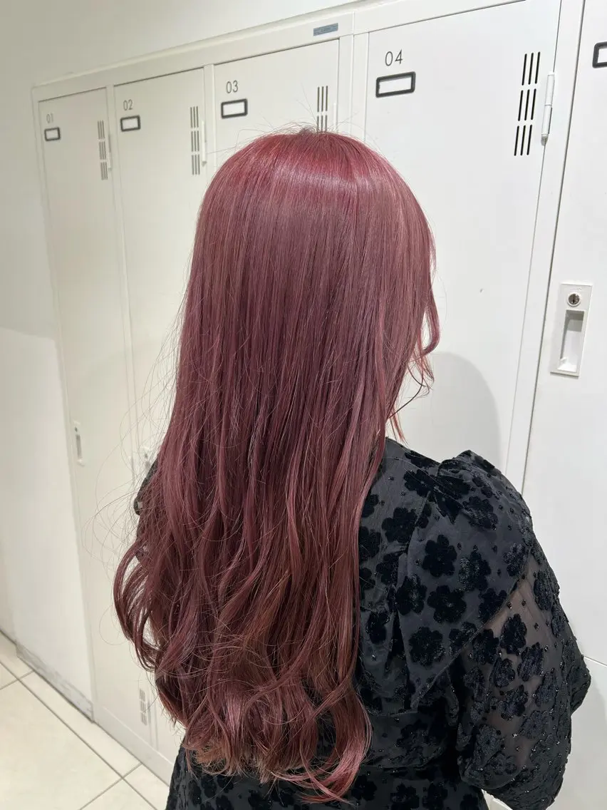 ロング カラー 透明感カラー ピンクカラー ヘアカラー トリートメント 【暖色カラー特化】 中山由梨のヘアスタイル