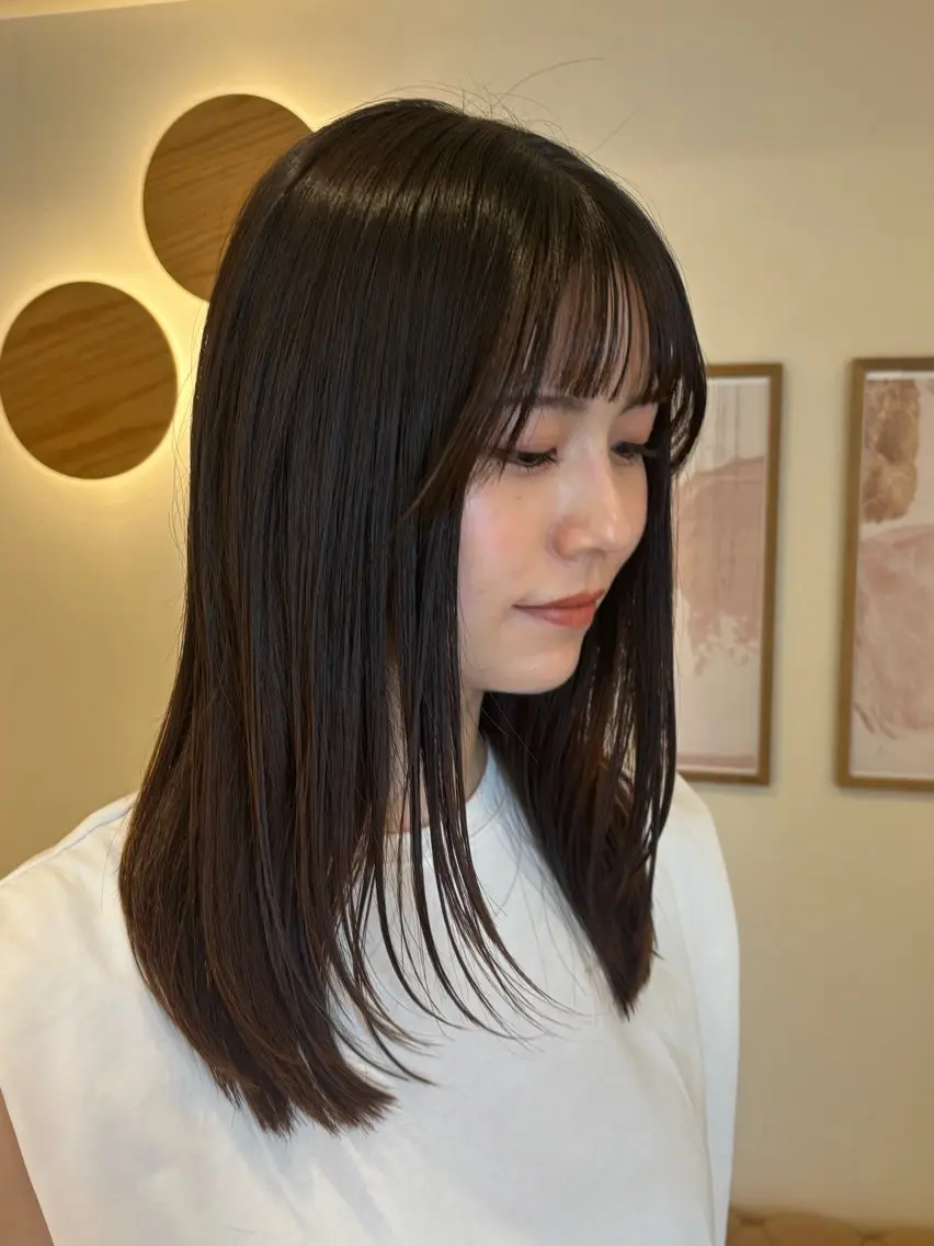 ミディアム 髪質改善 カット 縮毛矯正 シンバヒナノ/パーマ レイヤー/髪質改善のヘアスタイル
