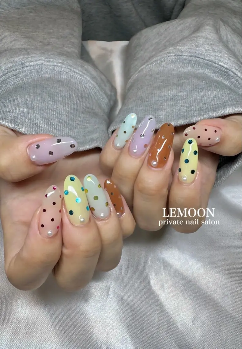 ネイル ドット ハンドネイル nail salon LEMOONのネイルデザイン