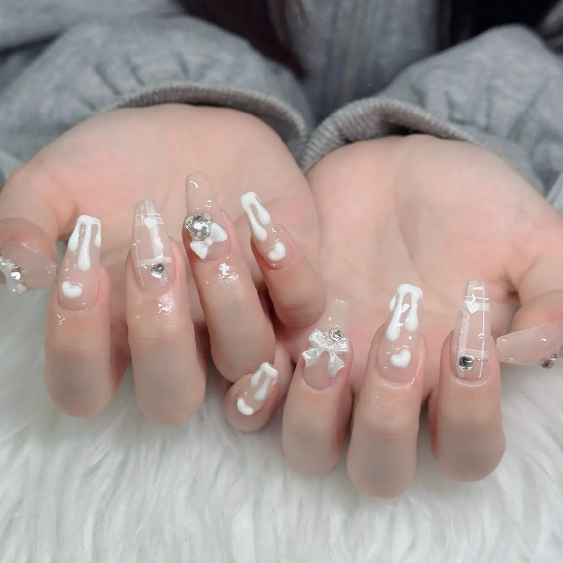ネイル フットネイル フレンチネイル グラデーション 韓国ネイル ロングネイル ハンドネイル Hani Nail Salonのネイルデザイン