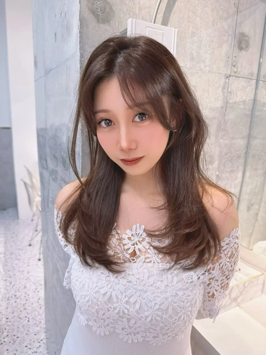 セミロング カラー 透明感カラー レイヤーカット 小顔カット カット ヘアカラー トリートメント ✨レイヤー/韓国 /✨ヘア山下　遥のヘアスタイル