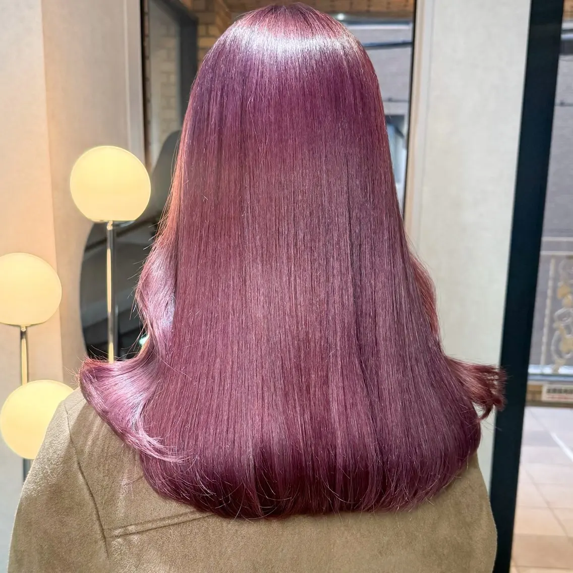 セミロング カラー ラベンダーカラー ピンクカラー ピンクラベンダー 髪質改善 🎀ミルクティー/暖 色×レイヤー/マリアのヘアスタイル