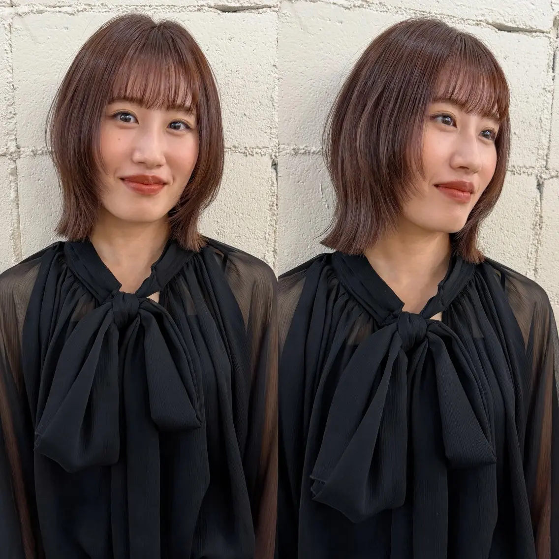ミディアム カラー カット 透明感カラー/顔周り 臼井逸美のヘアスタイル