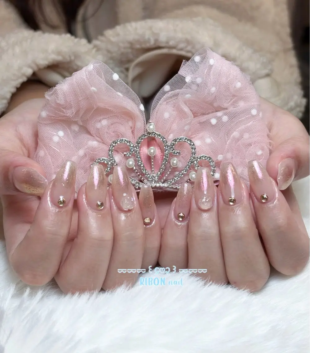 ネイル チークネイル フレンチネイル ジェルネイル グラデーション 韓国ネイル RIBON nail 高田馬場のネイルデザイン