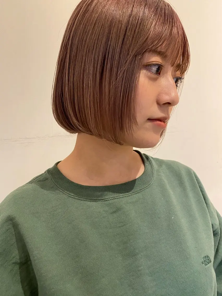 ミディアム カラー ベージュカラー ピンクカラー ピンクベージュ 松崎 めいのヘアスタイル