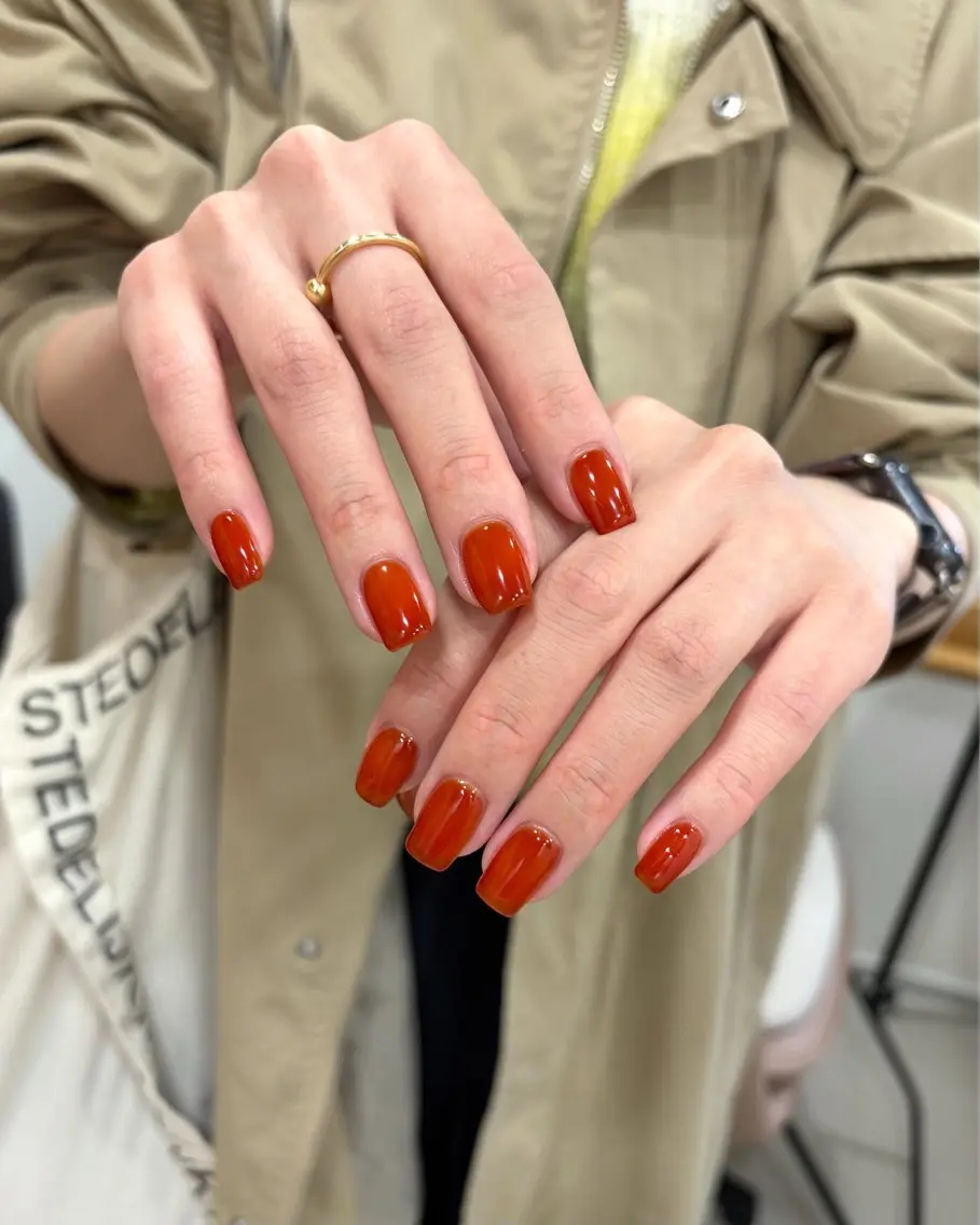 ネイル ブラウン ハンドネイル nailsalon amity🌿池田のネイルデザイン