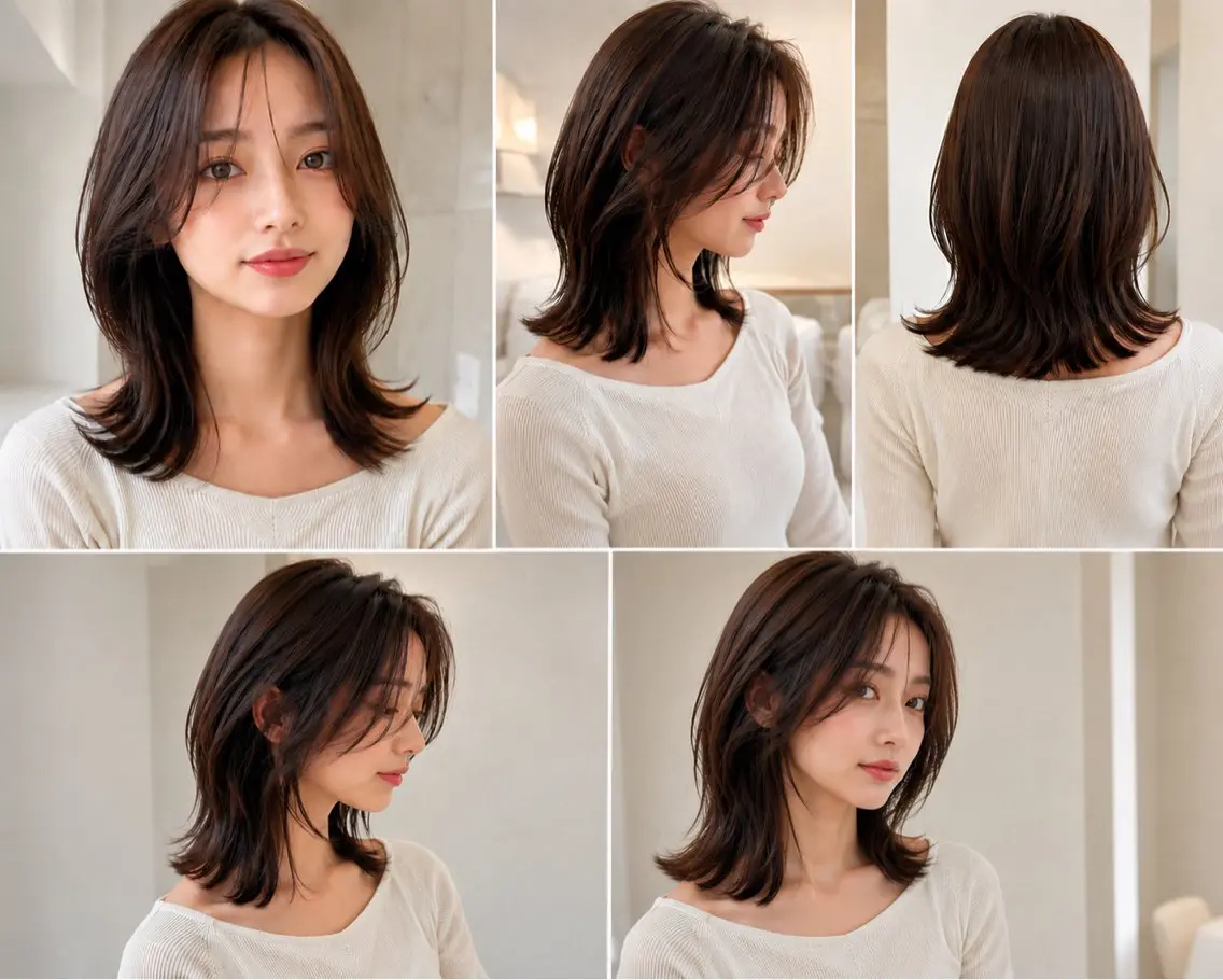 ミディアム くびれヘア 顔周りカット レイヤーカット 小顔カット 畑 美遥のヘアスタイル