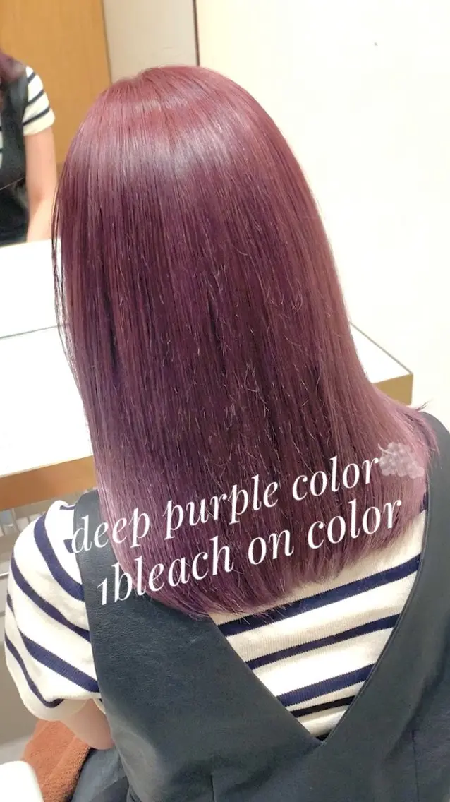 ミディアム カラー ミディアムレイヤー パープルカラー レイヤーカット カット ヘアカラー トリートメント ヘッドスパ ヘアセット 韓国ヘア/レイヤー/ 顔まわり/りょーとのヘアスタイル